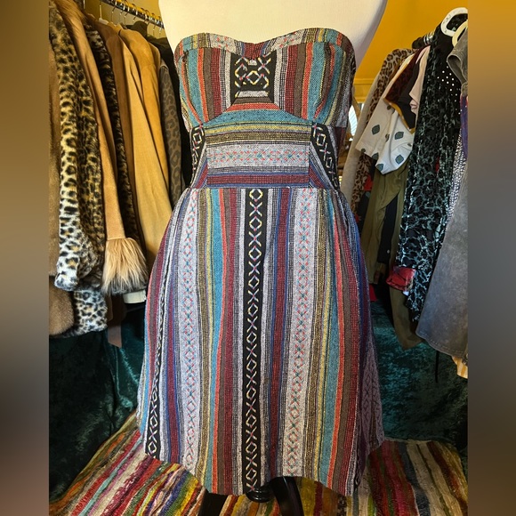 Boho strapless multicolor dress - Picture 1 of 7